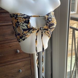 Free people floral strapless top
